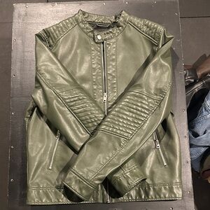 Express Green Faux Leather Jacket
